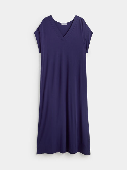 VESTIDO CUELLO PICO Azul Noche image number null