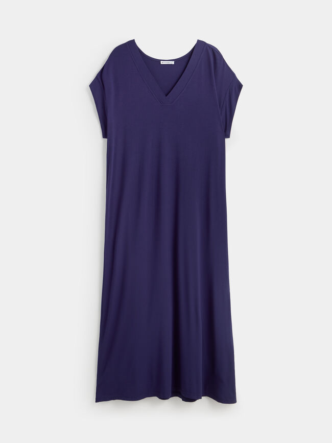 VESTIDO CUELLO PICO Azul Noche