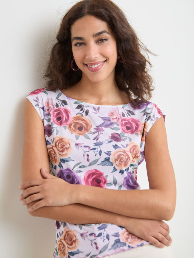 CAMISETA  FLORES Malva Empolvado