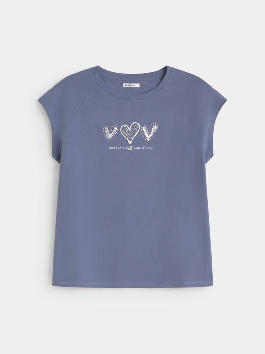 CAMISETA SLIM CORAZONES Azul Grisaceo image number null