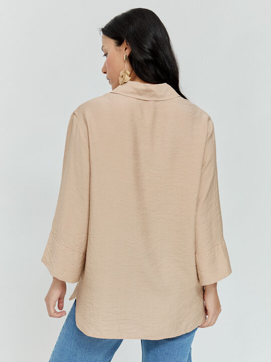 CAMISA OVERSIZE LARGA Beige Tostado image number null
