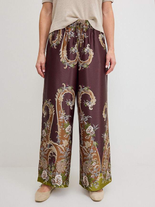 PANTALON LARGO ESTAMPADO Marron
