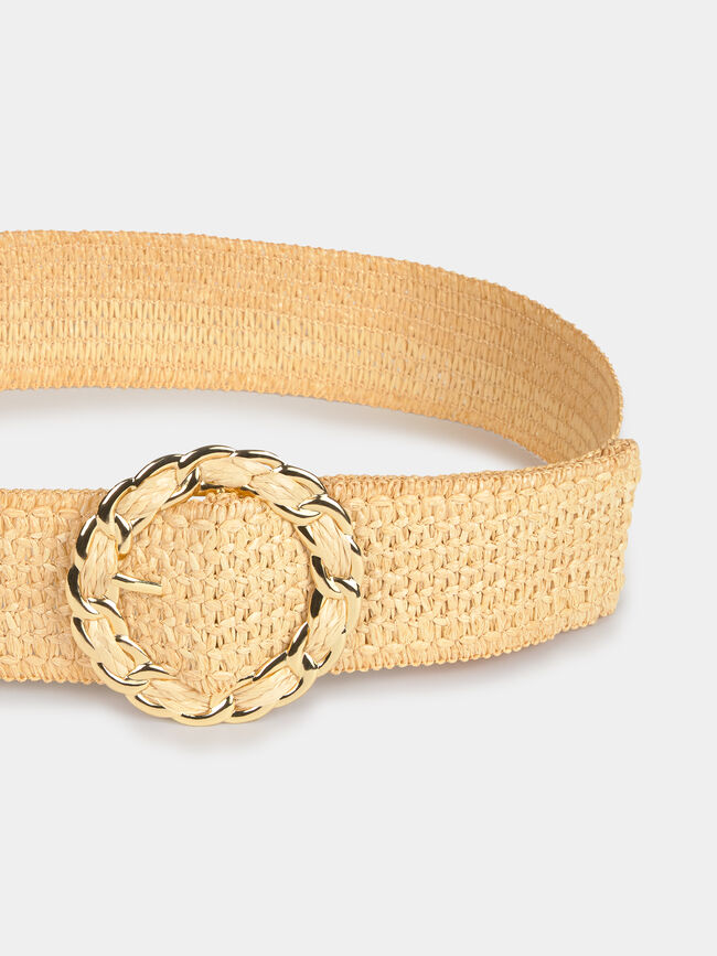 CINTURÓN RAFFIA NATURAL Beige