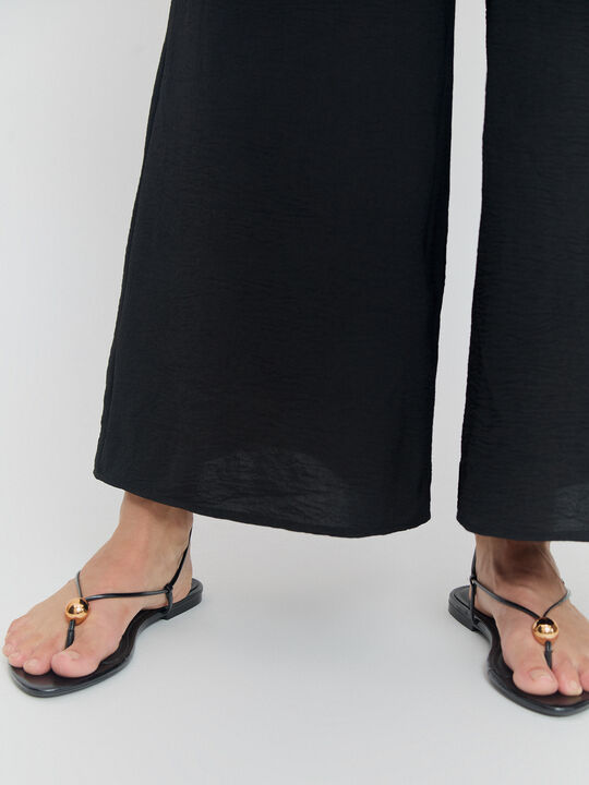 PANTALON ANCHO FLUIDO Negro image number null