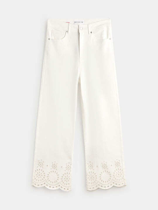 PANTALON BORDADO INGLES Blanco Optico image number null