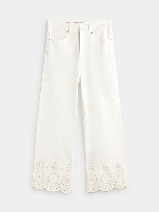 PANTALON BORDADO INGLES Blanco Optico