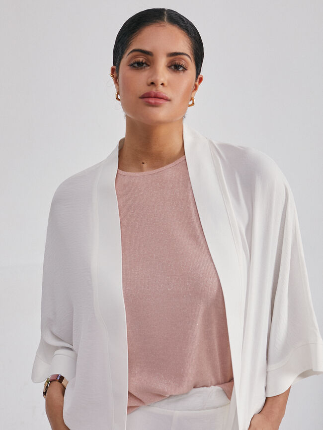 Kimono fluido textura Blanco Hueso