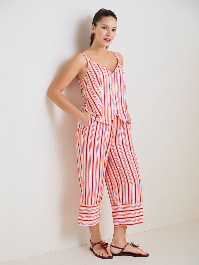 PANTALON RAYAS BAJO Fucsia