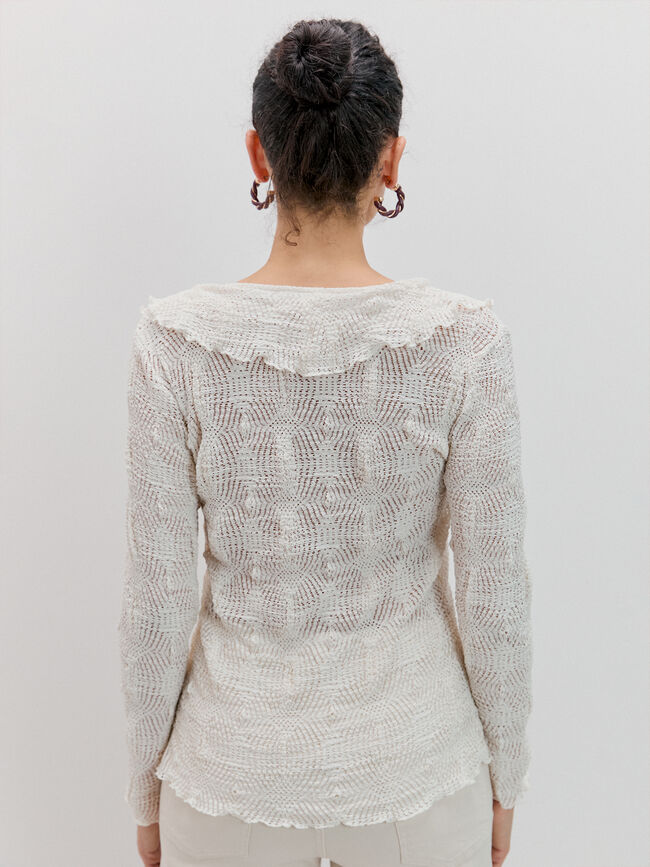 CAMISETA VOLANTE M/LARGA Blanco Hueso