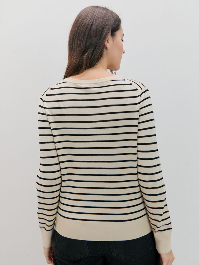 CARDIGAN BASICA RAYAS Beige