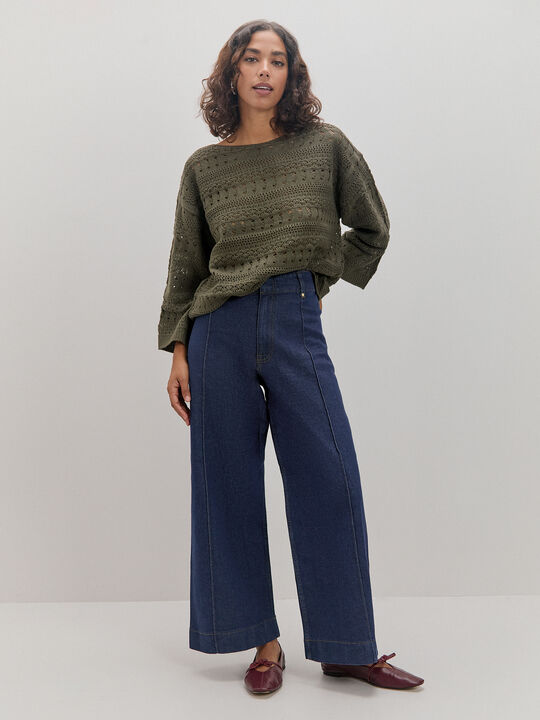 WIDE LEG COSTURAS Rinse Wash image number null