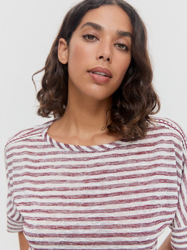 CAMISETA RAYAS Rojo Cereza
