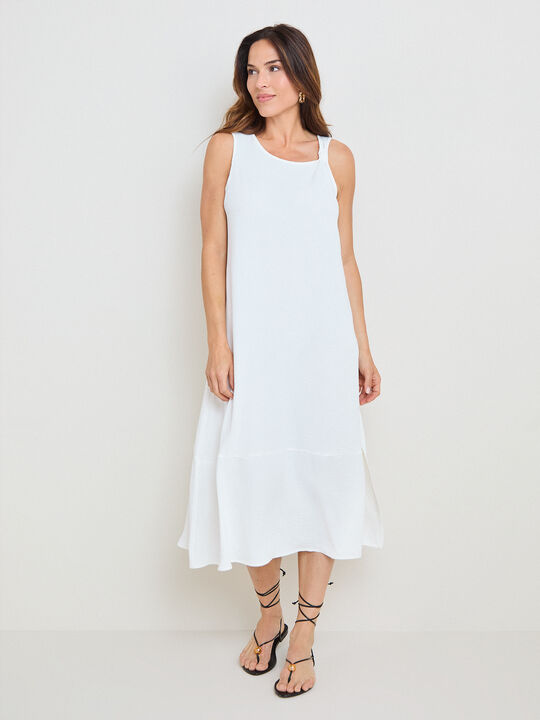 VESTIDO MIDI NUDO Blanco Optico image number null