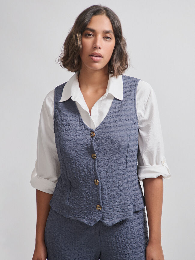 CHALECO TEXTURA Vintage Blue