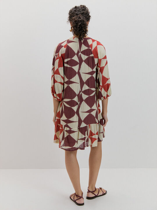 VESTIDO MANGA ABULLONADA Estampado 1 image number null