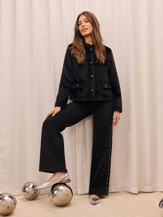 CHAQUETA CORTA PELO Negro image number null