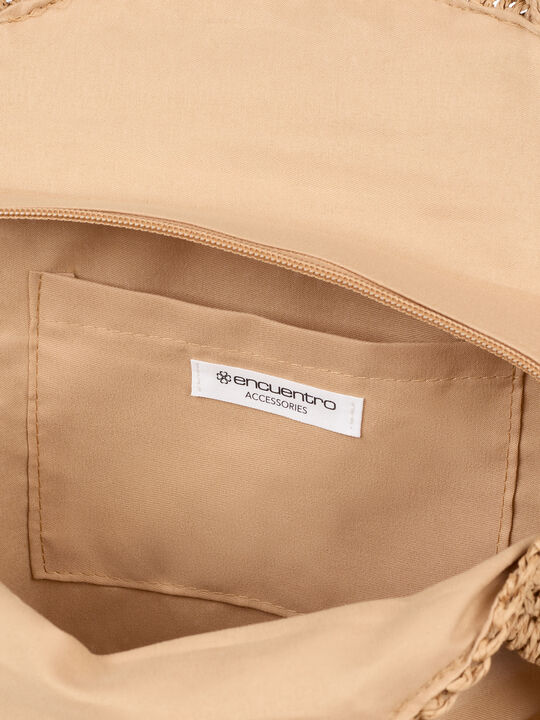 Bolso rafia flores Beige image number null