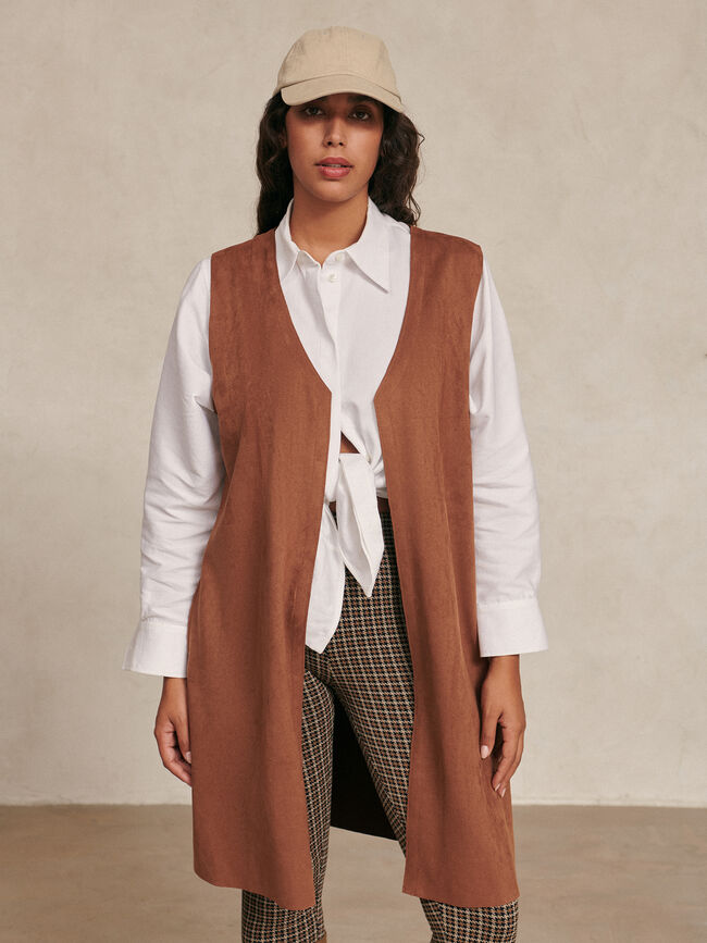 Chaleco boho antelina Marron Claro