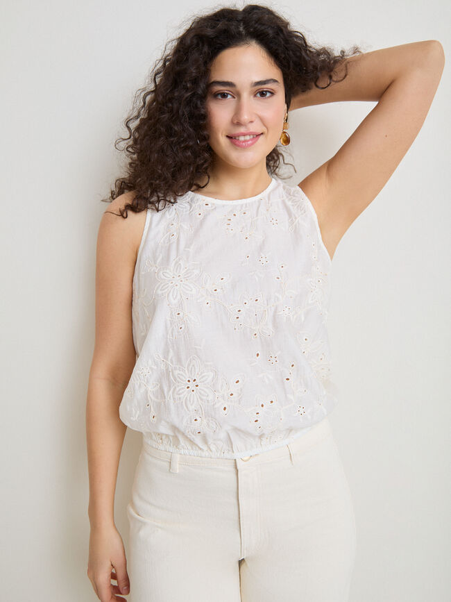 TOP BORDADO LENTEJUELAS Blanco Hueso