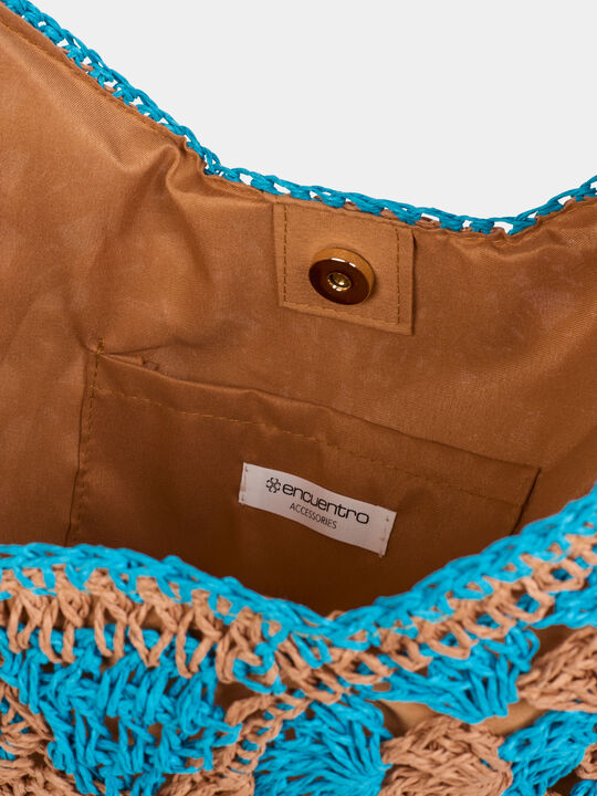 Bolsa rafia grande combinado Turquesa image number null
