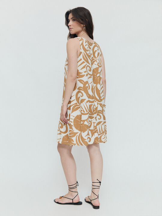VESTIDO ESTAMPADO TIRANTES Crudo image number null