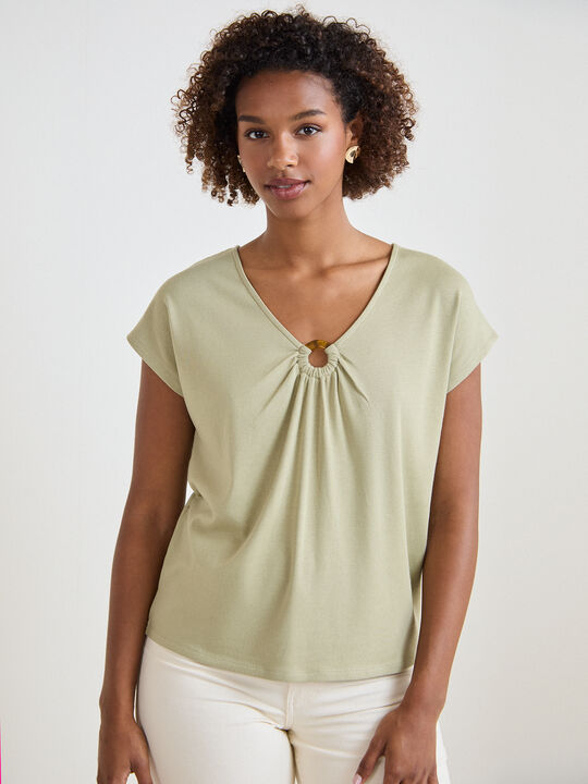 CAMISETA DETALLE ARANDELA kaki claro image number null