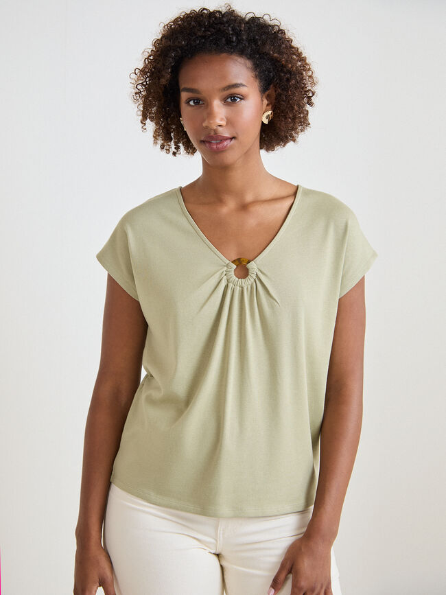 CAMISETA DETALLE ARANDELA kaki claro