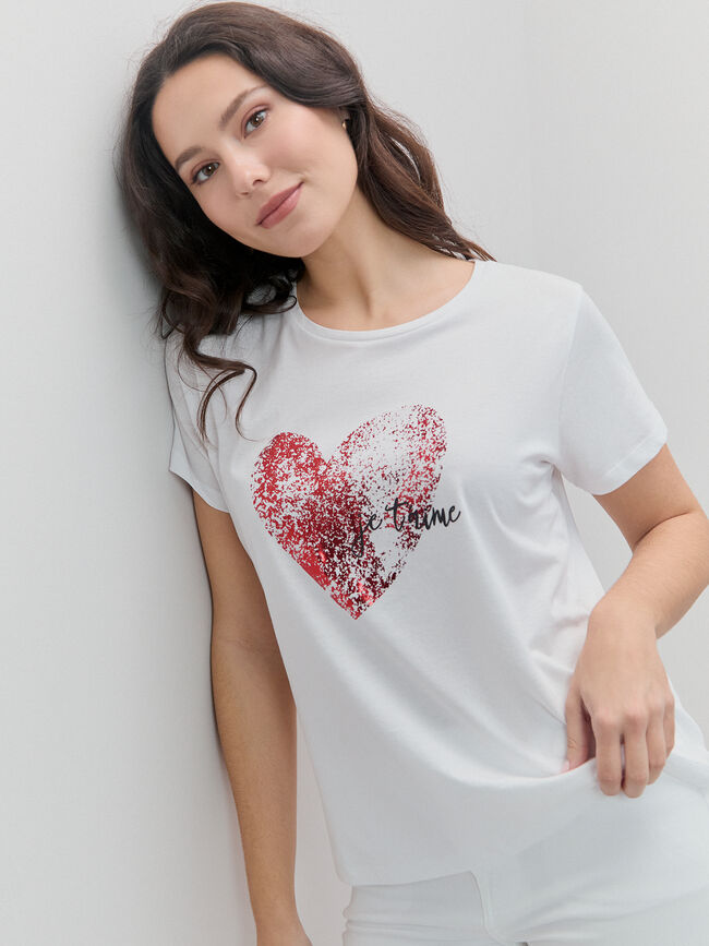 CAMISETA CORAZ&Oacute;N BRILLANTE Blanco Optico