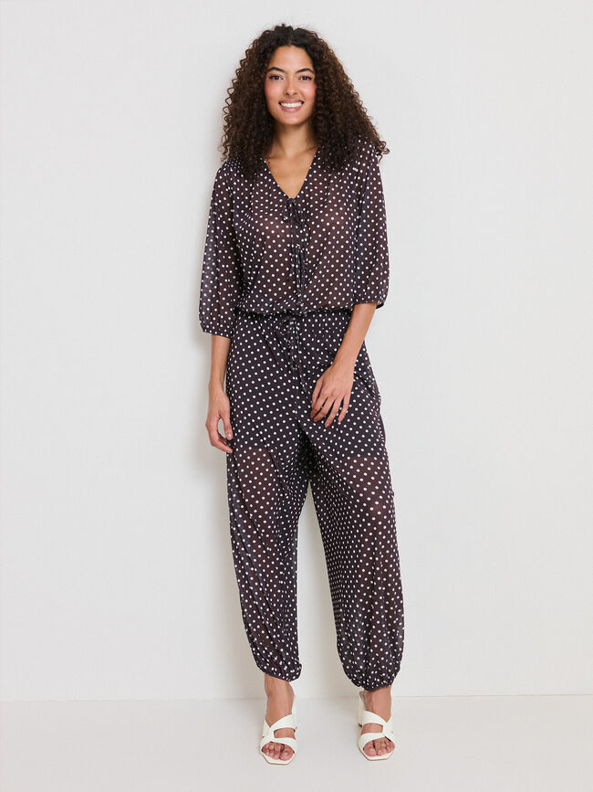 BLUSA TUL TOPOS GLOBO Marron