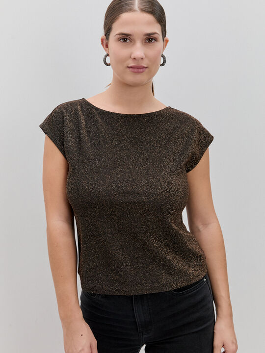 CAMISETA DETALLE BRILLO Marron image number null