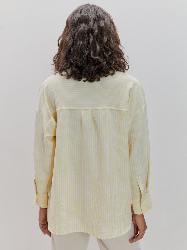 CAMISA RAYAS OVERSIZE Amarillo Pastel