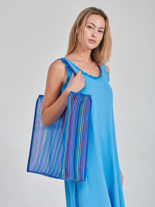 Bolso shopper rayas Azul Marino image number null