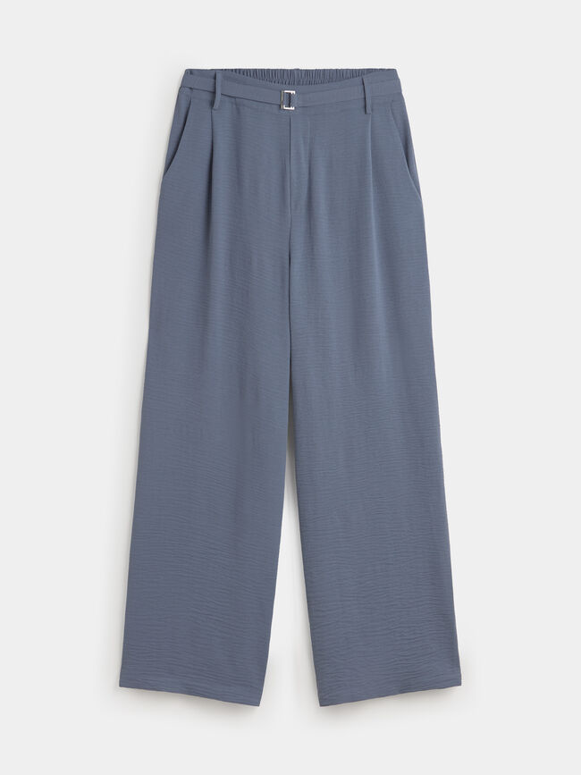 PANTALON ANCHO FLUIDO Azul Grisaceo
