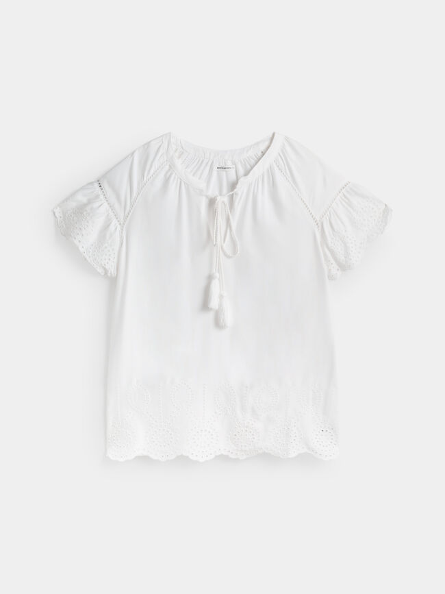 CAMISETA BORDADO SUIZO Blanco Optico