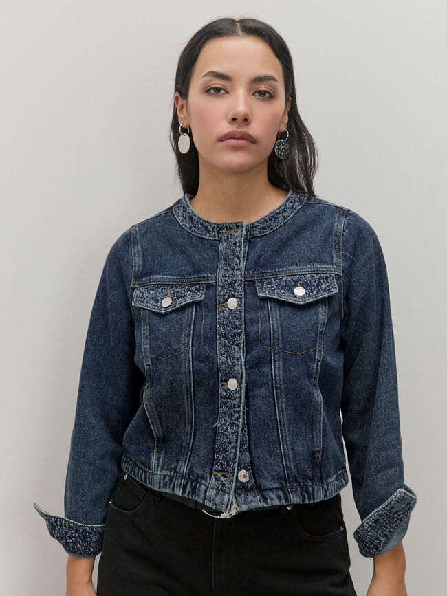 CHAQUETA CORTA DETALLES Dark blue