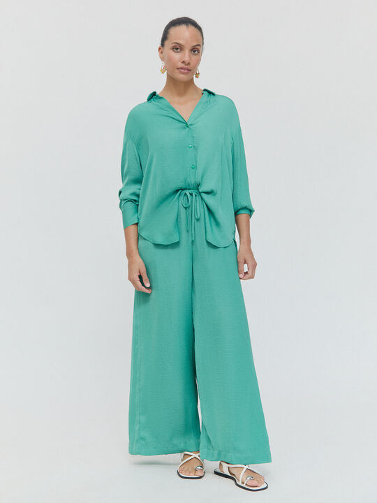 PANTALÓN ANCHO CORDÓN Verde Pino image number null