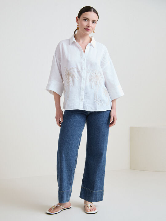 CAMISA BORDADA Blanco Optico image number null