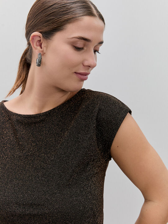 CAMISETA DETALLE BRILLO Marron image number null