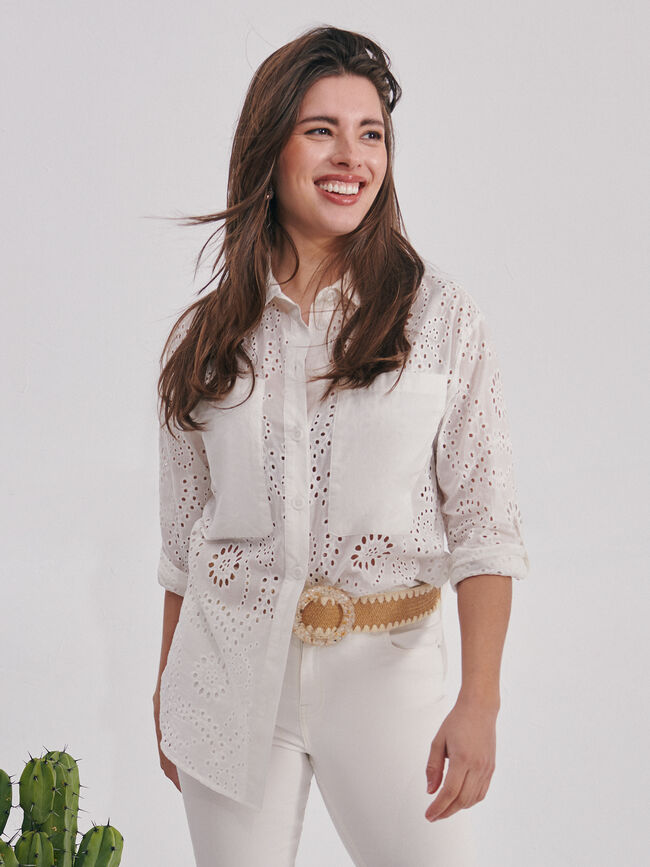 Blusa bordada Blanco Optico