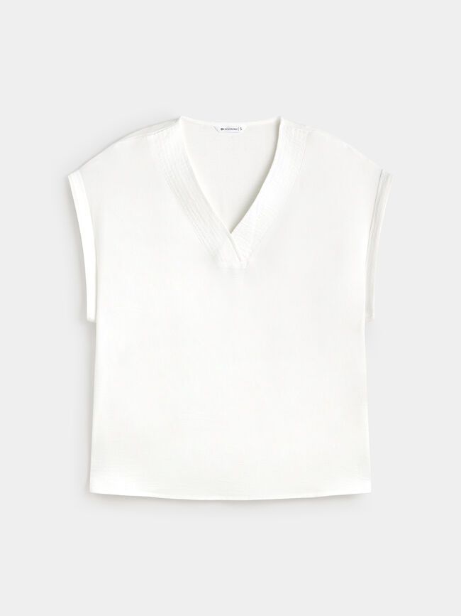 BLUSA ESCOTE PICO Blanco Optico
