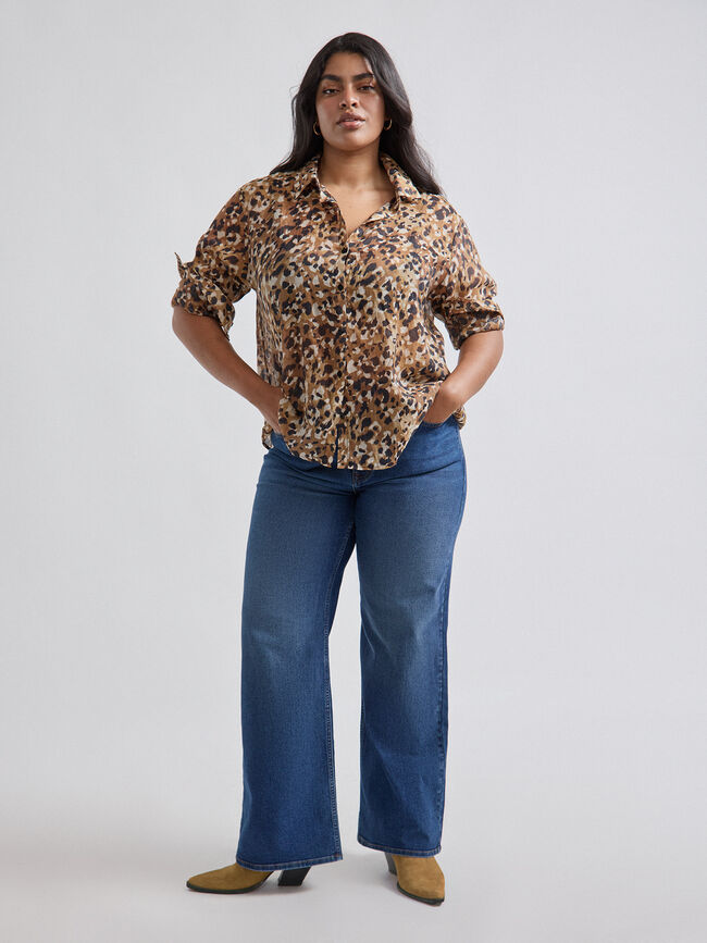 CAMISA FLUIDA ESTAMPADA Negro