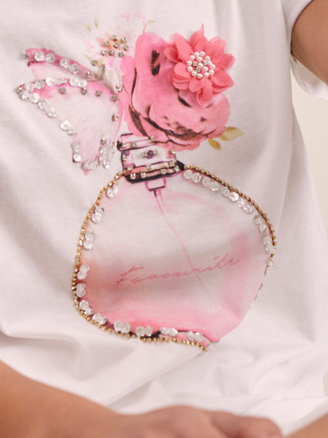 Camiseta 100% algodón detalle estampado Blanco Optico