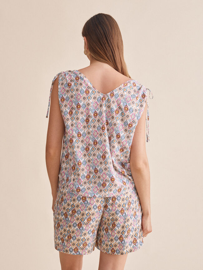TOP FLUIDO ESTAMPADO Rosa Oscuro