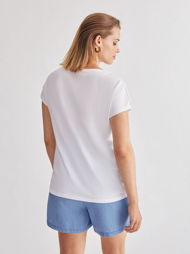 Camiseta manga corta con mensaje foil Blanco Optico