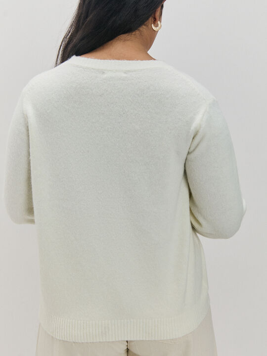 CARDIGAN BORDADO FLOR Crudo image number null