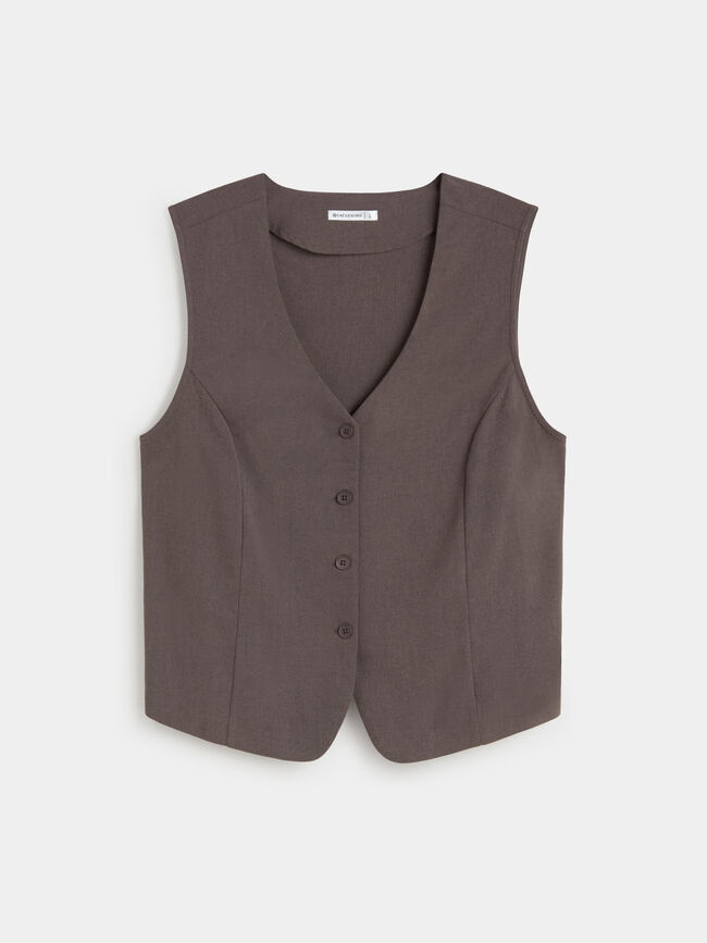 CHALECO BASICO BOTONES Gris V/oscuro