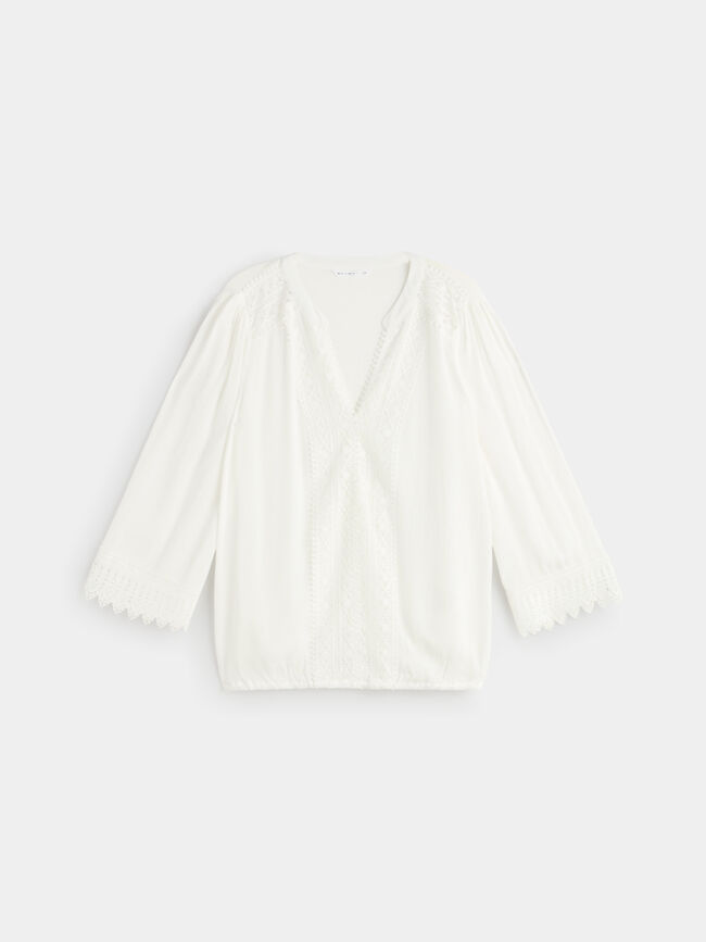 Blusa romántica puntilla Blanco Optico