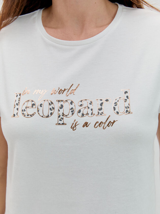 CAMISETA LEOPARDO BRILLANTE Crudo