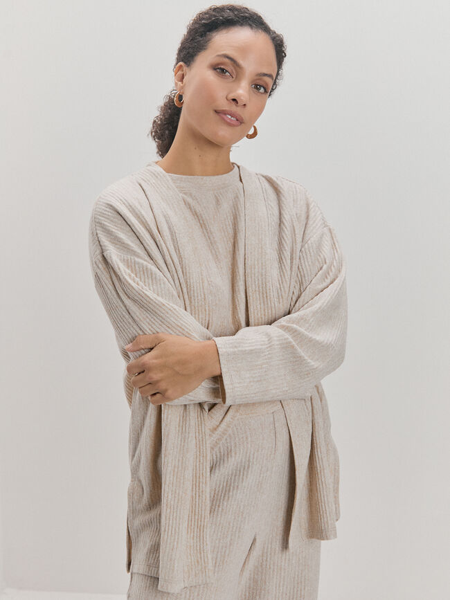 CARDIGAN LANOSO PIEDRA OSCURO