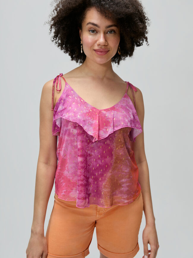 TOP TUL DETALLES METALIZADOS Naranja